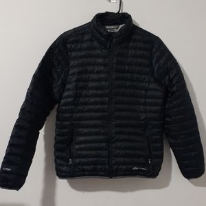 Eddie Bauer EB700 Jacket Womens Small  Goose Down Puffer Quilted Black Full Zip
